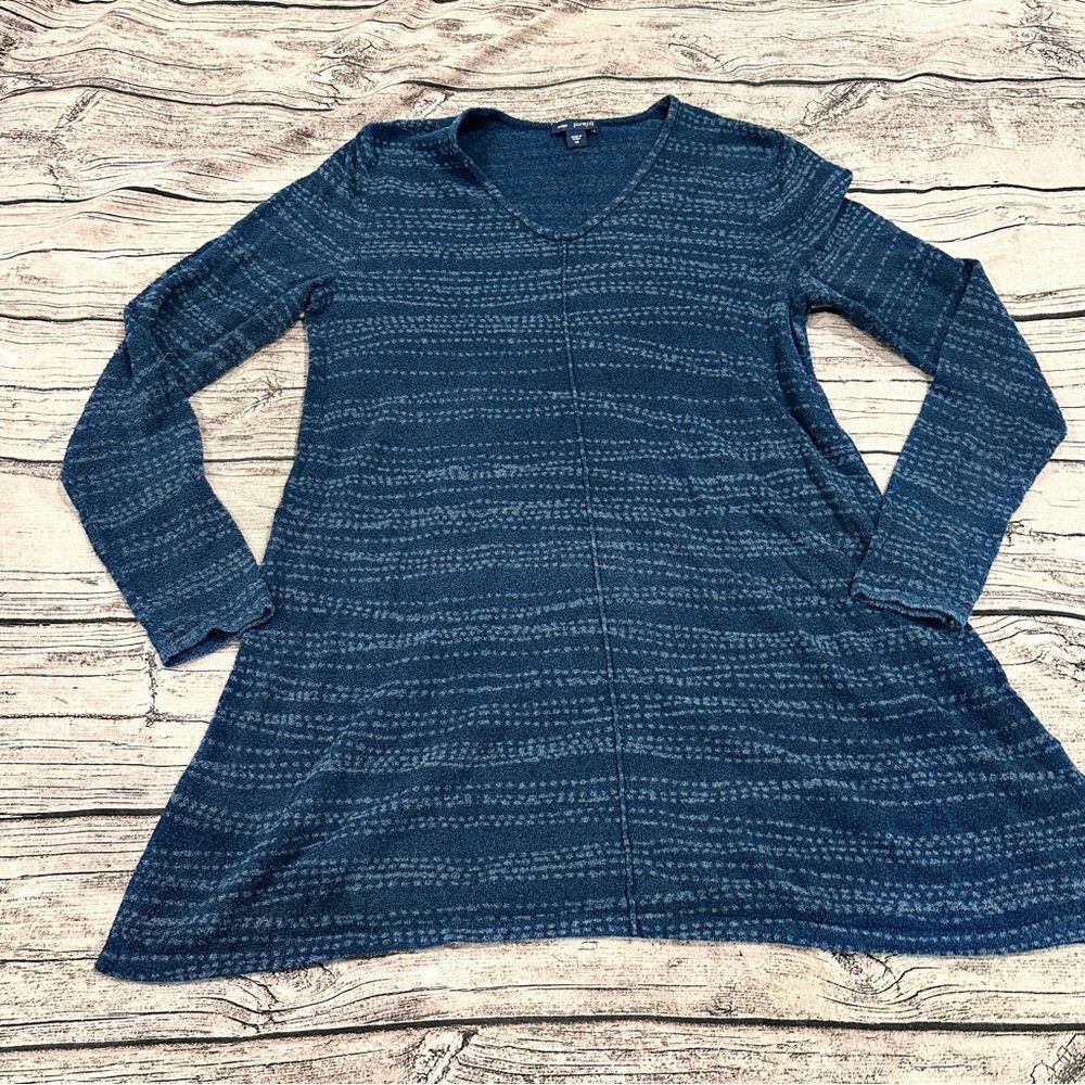 J. Jill Pure Jill Indigo Blue Long Sleeve Textured Patterned Tunic Size XS